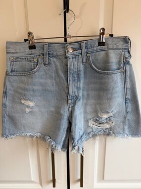 Madewell Relaxed Mid Length Denim Shorts Button Fly Size 27